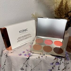 NIB Iconic London Multi-Use Cream Blush and Highlighter 6 Shades Palette